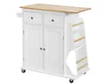 Produktbild: COSTWAY Küchenwagen, mit Arbeitsplatte, Schubladen & Gewürzregal, rollen