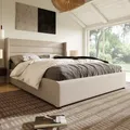 Produktbild: STILVORA Polsterbett 160x200cm Doppelbett mit Lattenrost aus Metallrahmen, Stauraumbett aus Leinen,mit hohem Kopfteil,Beige(ohne Matratze)