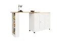 Produktbild: OKWISH Bartisch mit Aufbewahrungsschrank (Anricht, Bistrotisch mit Rollen, Stauraum, 3 Schubladen, 2 Türen, 3 offener Fächer), mit Rollen, Snackregal, 138–209*39*104 cm