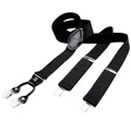 Produktbild: DonDon Hosenträger Herren extra stark schwarz 3,5 cm Hosenträger Herren breit mit brauem Leder in Y-Form lang - Starke Clips passend für Anzug Jeans Chinos Vintage Rockabilly Suspenders