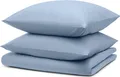 Produktbild: Blumtal Bettwäsche 240x220cm + 2x Kissenbezug 80x80cm - Mikrofaser Bed Sheets 240x220cm - 3-er Set Bettwäsche Hellblau