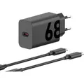 Produktbild: Motorola Power-Delivery-Ladegerät 68 W Schwarz + USB-C-Kabel 1 m Schwarz Kunststoff