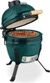 Produktbild: Relaxdays Kamado Grill, Ø 32 cm, Keramikgrill mit Thermometer bis 450°C, BBQ, Grillen, Kochen & Backen, Smoker, grün