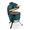 Produktbild: Relaxdays Kamado Grill, Ø 32 cm, Keramikgrill mit Thermometer bis 450°C, BBQ, Grillen, Kochen & Backen, Smoker, grün