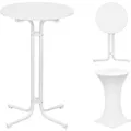 Produktbild: WOLTU Stehtisch klappbar, mit Husse, wetterfest rund, Bartisch Ø 70 cm, Metallrohre, Weiß - Weiß