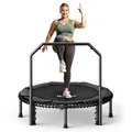 Produktbild: BCAN 48“ Rebounder-Trampolin für Erwachsene, 226 kg Tragkraft, Bungee-Seilen, Verstellbarer Griff, stabil, leise, Innen/außen, Ganzkörpertraining
