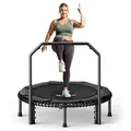 Produktbild: BCAN 48“ Rebounder-Trampolin für Erwachsene, 226 kg Tragkraft, Bungee-Seilen, Verstellbarer Griff, stabil, leise, Innen/außen, Ganzkörpertraining - Grün