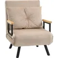 Produktbild: HOMCOM Schlafsofa mit Rückenkissen Stahl Polyester Beige 63L x 73B x 81H cm