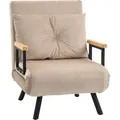 Produktbild: Homcom - Schlafsofa, Klappbett Mit Bettfunktion, Relaxsessel Mit Rückenkissen, Polstersofa Mit Verstellbarer Rückenlehne, Samtoptik, 63 X 73 X 81 Cm, Beige