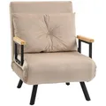 Produktbild: Schlafsessel, Einzelsofa mit Bettfunktion, Relaxsessel mit Rückenkissen Beige
