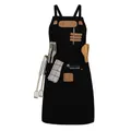 Produktbild: Black Forest Fox® CANVAS ART Kochschürze Grillschürze für Männer und Frauen - Küchen Schürze für Herren - Ideal als Geschenk für Männer, Oma oder Opa – robustes Canvas Schürze Damen (Schwarz-Art)