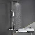 Produktbild: JOHO Regendusche Duschset mit Duscharmatur Komplettset- Thermostat Duschsystem mit Thermostatische, Überkopfbrause 30*30cm Chrom