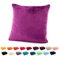 Produktbild: heimtexland Dekokissen Flanell Soft Kuschelkissen Plüsch Kissenbezug, super weich und flauschig, Allergiker geeignet, atmungsaktiv lila 48 cm x 48 cm
