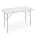 Produktbild: Relaxdays Gartentisch klappbar BASTIAN, rechteckig H x B x T: 74 x 121,5 x 61,5 cm, Metall, Kunststoff, Rattan-Optik, weiß