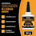Produktbild: 50 g Sekundenkleber extra stark - Inkl. Anti-Austrocknungs-Spitze - KRAFTPROTZ -