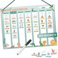 Produktbild: Wochenplaner Kinder - Montessori Magnettafel mit 200 Magnete & Stift