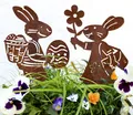 Produktbild: LB H&F Lilienburg Gartenfigur 2er SET Gartendeko Gartendekoration Gartenfigur Dekofigur Hase, Osterhase Osterfigur Osterstecker Figur Geschenk Ostern Frühling COMIC