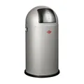 Produktbild: Wesco Pushboy Mülleimer in der Farbe silber, pulverbeschichtetes Stahlblech, 50 Liter Volumen, große Edelstahlklappe, herausnehmbarer Innenbehälter