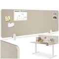 Produktbild: tectake® Schreibtisch Trennwand, Akustik Polster, Tischtrennwand, Sichtschutz Schreibtisch, Schallschutz Büro, Schule oder Home Office, Pinnwand, einfache Montage ohne Bohren, 130 x 40 cm - beige