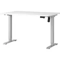 Produktbild: GERMANIA Boras höhenverstellbarer Schreibtisch weiß rechteckig, T-Fuß-Gestell silber 120,0 x 80,0 cm