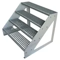 Produktbild: Kaminbau Mierzwa Premium Stahl Treppe Freistehend Verzinkt 4 Stufen (Breite 60 cm) (Höhe 76 cm) Wetterfest Gitterroststufe Gartentreppe (1000 mm)