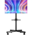 Produktbild: ONKRON TV Ständer rollbar für 23-60 Zoll Fernseher, max Last 45 kg, mobiler TV Standfuss höhenverstellbar, Fernseh Rollwagen max VESA 400x400, Fernsehständer mit Rollen, Ablage Schwarz TS1137-B