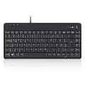 Produktbild: Perixx PERIBOARD-505H PLUS DE, Mini USB-Tastatur, Trackball, Hub, schwarz
