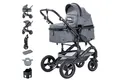 Produktbild: Daliya® Kombi-Kinderwagen BAMBIMO 2in1 Kinderwagen & Buggy, Babywanne und Sportsitz, Alu-Rahmen, (Grundausstattung für Babys, 9-tlg), Großer Einkaufskorb, Federung, weiche Matratze, Belüftungssystem