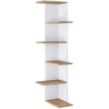 Produktbild: Mid.you Eckregal Balos, Weiß, Honigeiche, Holzwerkstoff, 4 Fächer, 37x140x37 cm, stehend, hängend, Wohnzimmer, Regale, Eckregale
