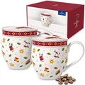 Produktbild: Villeroy & Boch Toy's Delight Kaffeebecher Toys, 440 ml, Premium Porzellan, Weiß/Rot, Weihnachtsgeschirr, 2 Stück (1er Pack)