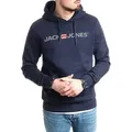 Produktbild: Jack & Jones Hoodie mit Kängurutasche, mit Kapuze, mit Logodruck blau S (48)