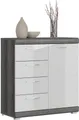 Produktbild: INOSIGN Kommode SIENA, Breite 80 cm, 1 Tür, 2 Einlegeböden, 3 Fächer, 4 Schubkästen (hochwertige Rillenfräsung in MDF Front), Schuhkommode, Schuhschrank, Anrichte, Sideboard