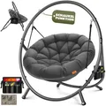 Produktbild: KESSER® Hängesessel mit Gestell BALI Hängeschaukel Hängestuhl bis 150kg für Indoor und Outdoor + Kissen & Seitentasche Hängekorb Stahlgestell & Schaumstoff Sitzpolster ideal für Wohnzimmer & Garten