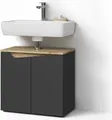 Produktbild: Livinity Waschbeckenunterschrank Timavo, 60 x 57.5 cm mit 2 Türen, Anthrazit/Anthrazit
