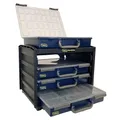 Produktbild: raaco HandyBox 55x4: Sortimentskasten für Werkstatt, Kistenberg mit 4 Sortierkasten für Kleinteile, Traglast 25 kg Sichere Aufbewahrungstransport, Kleinteilemagazin 26.5 x 37.6 x 31 cm Leicht & Robust