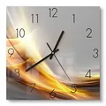 Produktbild: DEQORI Glasuhr | 30x30 cm | Motiv Glänzende Lichtreflexe | ausgefallene leise Design Uhr aus Glas | Wanduhr für Wohnzimmer & Küche | moderne Hingucker Uhr für die Wand