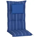 Produktbild: Beo® Torino Hochlehner Gartenstuhl-Auflagen | Waschbar | Made in EU | Öko-Tex Standard | Atmungsaktive & UV-beständige Sitzkissen Outdoor | Blau/gestreift | 118x46x8 cm