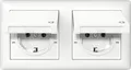 Produktbild: Gira 415803 SCHUKO-Steckdose 2fach 16 A 250 V~ mit Klappdeckel, komplett mit Dichtungsset IP44 und Abdeckrahmen Standard 55, Reinweiß glänzend
