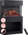 Produktbild: KAMINIO Elektrokamin HENRI - Elektrischer Kaminofen mit Heizung, 3D-Flammeneffekt, Holzfach, Fernbedienung - Schwarz