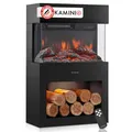 Produktbild: KAMINIO Elektrokamin Henri - Elektrischer Kaminofen mit Heizung, 3D-Flammeneffekt, Holzfach, LED-Ambientelicht, Fernbedienung (Schwarz)