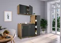 Produktbild: Küche Miniküche Singleküche Küchenzeile Pantry Eiche  Grau Levin 130 cm Respekta