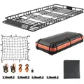 Produktbild: VEVOR Dachgepäckträgerkorb Autodachkorb (2120 x 990 x 105 mm) universeller Dachgepäckträger mit Gepäcktasche & Netz & Ratschengurten (113,4 kg Max Tragkraft), Autodach-Gepäckträger für SUV Lkw