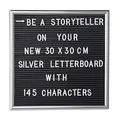 Produktbild: Relaxdays Letterboard, 145 Buchstaben, Zahlen, Sonderzeichen, 30x30 cm, Buchstabentafel zum Stecken, Kunststoff, silber