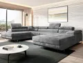 Produktbild: Easy4You Grau Ecksofa Varberg Velours in U-Form 345 x 72 x 205 cm mit Schlaffunktion und Bettzeugbehälter - Schlafsofa mit Bettkasten - Eckcouch mit Stauraum - Stoff: Monolith 85