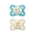 Produktbild: MAM Original Night Schnuller im 2er-Set, leuchtender & zahnfreundlicher Baby Schnuller aus nachhaltigen & bio-erneuerbaren Materialien, mit Schnullerbox, 0-6 Monate, Hase/Mond