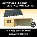 Produktbild: Gartenhaus mit Trapezblech Dach Blockhaus  ST. LOUIS  28mm 701x312cm Lasita Maja