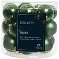 Produktbild: Decoris 24 Weihnachtskugeln 25mm Glas mini Christbaumkugeln Spiegelbeeren 3cm dunkelgrün