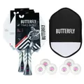 Produktbild: Butterfly 2x Timo Boll Vision 3000 Tischtennisschläger + TT Hülle + 6 x Bälle