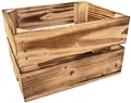 Produktbild: Holzkiste Klein Aus Holz - massive Weinkisten Vintage 25 x 20 x 15 cm - Holzbox Für Aufbewahrung, Holzregal - Robuste Obstkisten & Apfelkisten - Deko Kiste Für Küche, Wohnzimmer - Kiste Geflammt