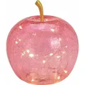 Produktbild: 3.08 Glas Apfel mit 20er LED Lichterkette - Ø 16 cm - Dekoleuchte Batterie - Farbe: Rosa - Rosa/Gold